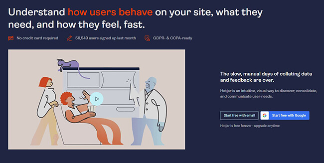 hotjar homepage