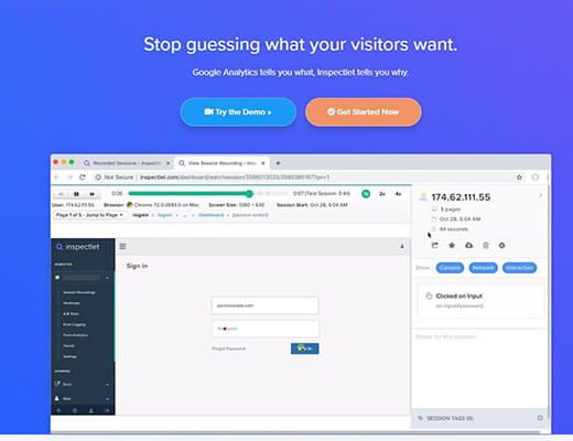 inspectlet homepage