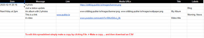 14 social media scheduler csv file