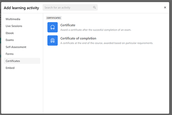 19 assessments certificate