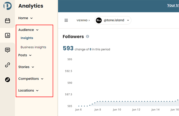 3 Subsections in analytics dashboard