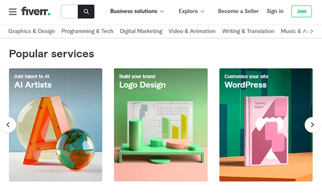 fiverr homepage