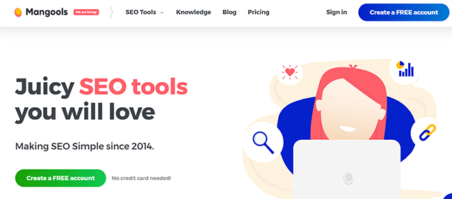 Mangools Homepage