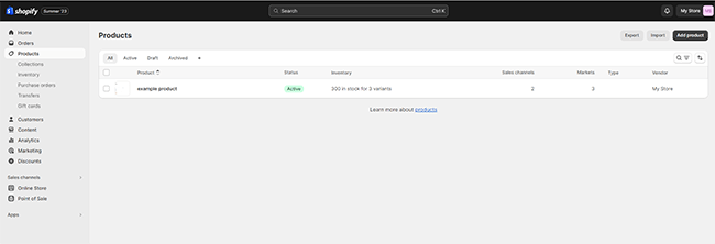 products sidebar