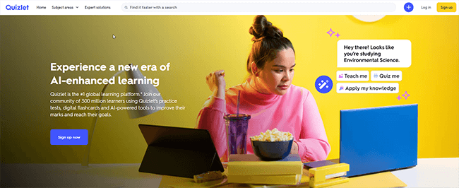 Quizlet Homepage