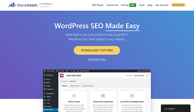 RankMath Homepage
