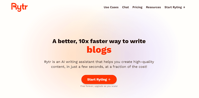 Rytr Homepage