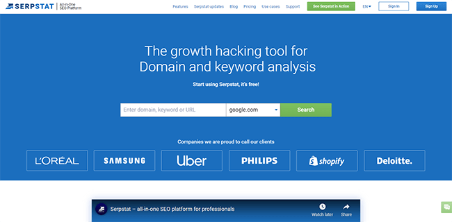 Serpstat Homepage