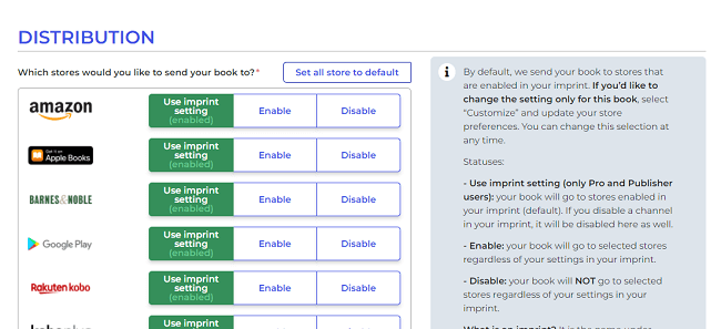 set up your distribution options