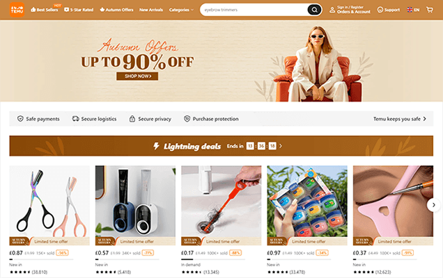 temu homepage