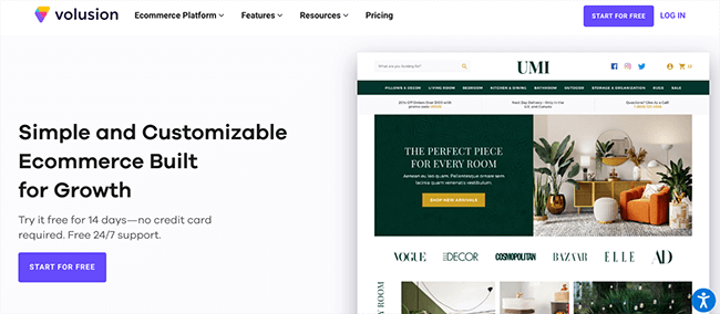 Volusion Homepage