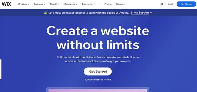 Wix Homepage