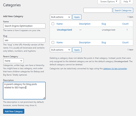wordpress category